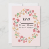 Roze Boho Waterverf Flowers RSVP-kaart Kaart (Voorkant)