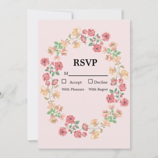 Roze Boho Waterverf Flowers RSVP-kaart Kaart (Voorkant)