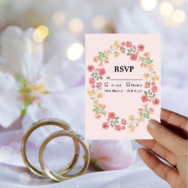 Roze Boho Waterverf Flowers RSVP-kaart Kaart