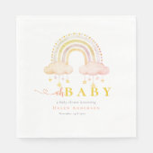 Roze Boho Waterverf Rainbow Girl Baby shower Servet (Voorkant)