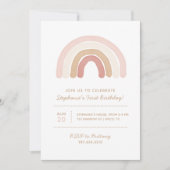 Roze Boho Waterverf Regenboog Meisje Verjaardagsfe Kaart (Voorkant)