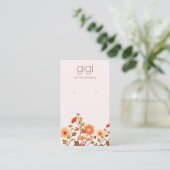 Roze Boho Wildbloemen Floral Earring Display Visitekaartje (Staand voorkant)