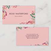 Roze Boho Wildbloemen Visitekaartje (Voorkant / Achterkant)