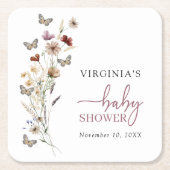 Roze Boho Wilde Bloem Baby Borrelgarnituur Kartonnen Onderzetters (Voorkant)