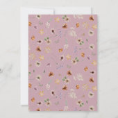 Roze Boho Wilde Bloem Baby Shower Uitnodiging (Achterkant)