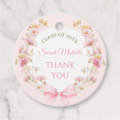 Roze Boho Wilde Bloemen Afstudeerfeest Bedankjes Labels (Voorkant)