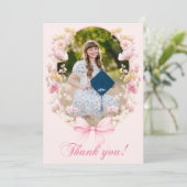 Roze Boho Wilde Bloemen Afstudeerfeest Bedankkaart (Staand voorkant)