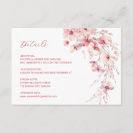 Roze Boho Wilde Bloemen Details Informatiekaartje
