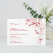 Roze Boho Wilde Bloemen Details Informatiekaartje (Staand voorkant)