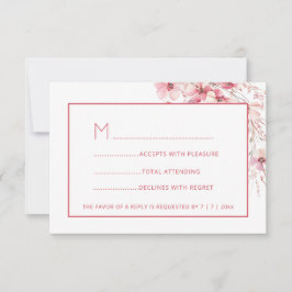 Roze Boho Wilde Bloemen RSVP Kaartje