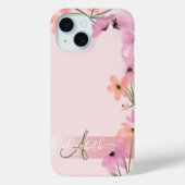 Roze Boho Wilde Bloemenweide Monogram Case-Mate iPhone Case (Achterkant)