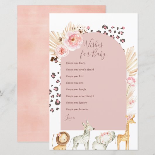 Roze Boho Wilde Dieren Wezen voor Baby (Voorkant / Achterkant)