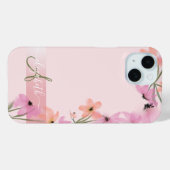 Roze Boho Wildflower Meadow Monogram Case-Mate iPhone Case (Achterkant (horizontaal))