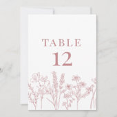 Roze Boho Wildflower Tafel Kaart Nummer (Voorkant)