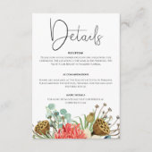 Roze Boho Wildflower Waterverf Boeket Bruiloft Informatiekaartje (Voorkant)