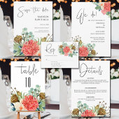 Roze Boho Wildflower Waterverf Boeket Bruiloft Kaart