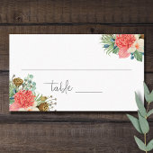 Roze Boho Wildflower Waterverf Boeket Bruiloft Plaatskaartje