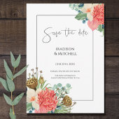 Roze Boho Wildflower Waterverf Boeket Bruiloft Save The Date