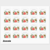 Roze Boho Wildflower Waterverf Boeket Bruiloft Vierkante Sticker (Vel)
