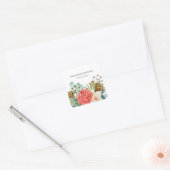 Roze Boho Wildflower Waterverf Boeket Bruiloft Vierkante Sticker (Envelop)