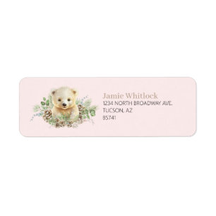 Roze Boho Winter Polar Beer retour adreslabel Etiket