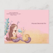 Roze Boho Zeemeermin, Onder het Zee Meisje Baby sh Uitnodiging Briefkaart (Achterkant)