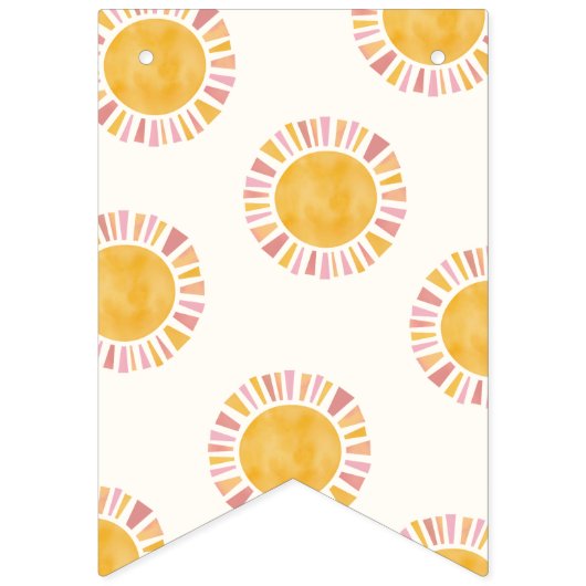 Roze Boho Zon 1e Verjaardag Foto Banner (Eerste vlag)