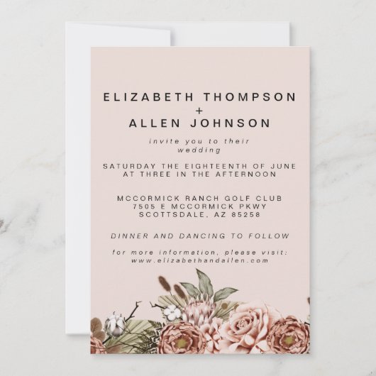 Roze Bohohemiaanse Cottcore Enchanted Wedding Kaart (Voorkant)