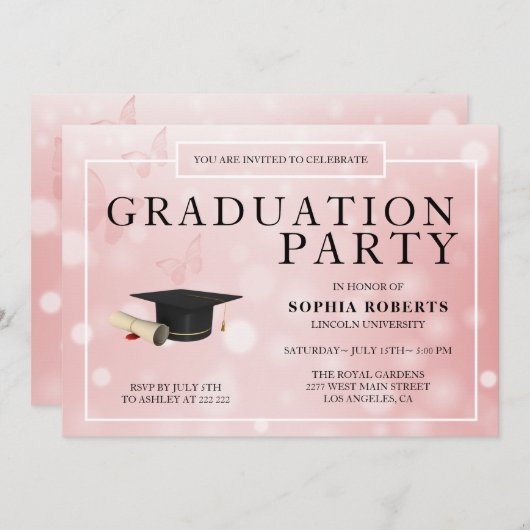 Roze Bokeh Achtergrond Kaart (Voorkant / Achterkant)