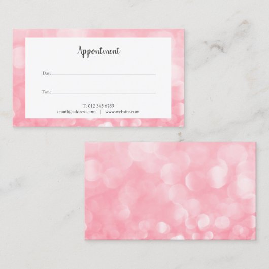 Roze Bokeh Afspraakkaart Visitekaartje (Voorkant / Achterkant)