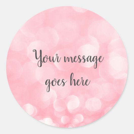 Roze Bokeh Bericht Ronde Sticker (Voorkant)