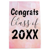 Roze Bokeh Congrats Afstuderen Gift Bag Medium Cadeauzakje (Voorkant)