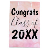 Roze Bokeh Congrats Afstuderen Gift Bag Medium Cadeauzakje (Achterkant)