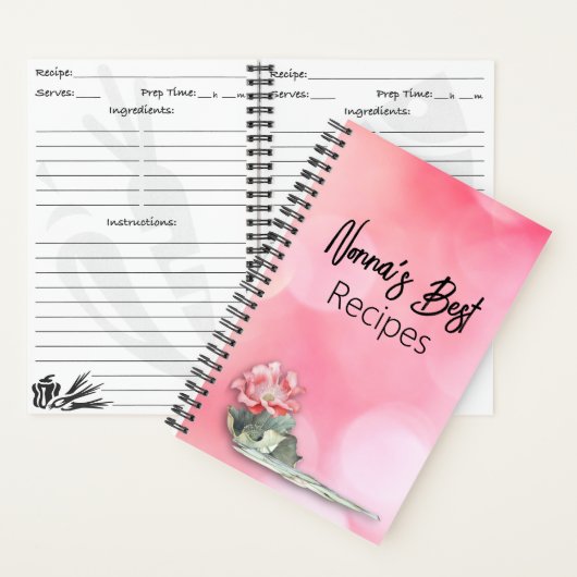 Roze Bokeh Floral Notitieboek met gepersonaliseerd (Binnen)