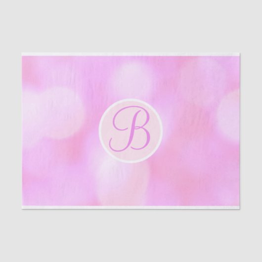 Roze Bokeh glinsterende licht monogram letter init Tissuepapier (Voorkant)