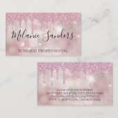 Roze Bokeh Glitter Drip | Fonkelende Schittering Visitekaartje (Voorkant / Achterkant)