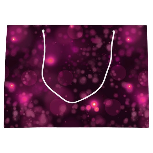 Roze Bokeh Glitter Sterren Groot Cadeauzakje (Voorkant)