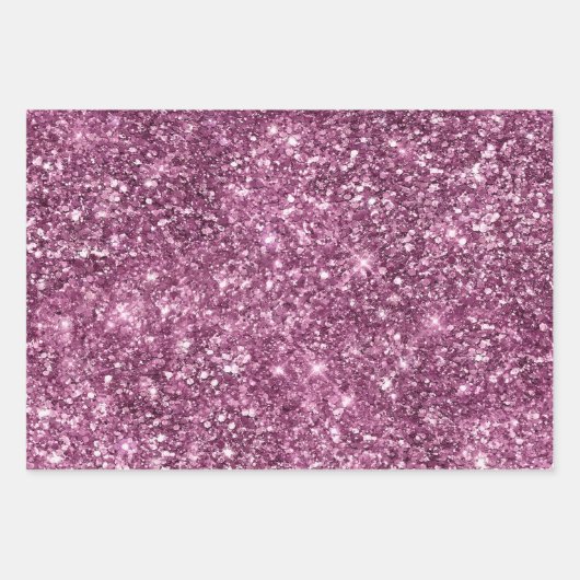 Roze Bokeh Glitter Sterren Inpakpapier Vel (Voorkant 2)