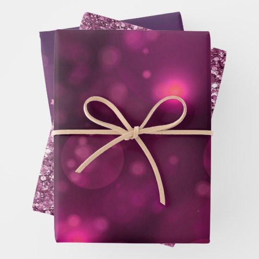 Roze Bokeh Glitter Sterren Inpakpapier Vel (In situ)