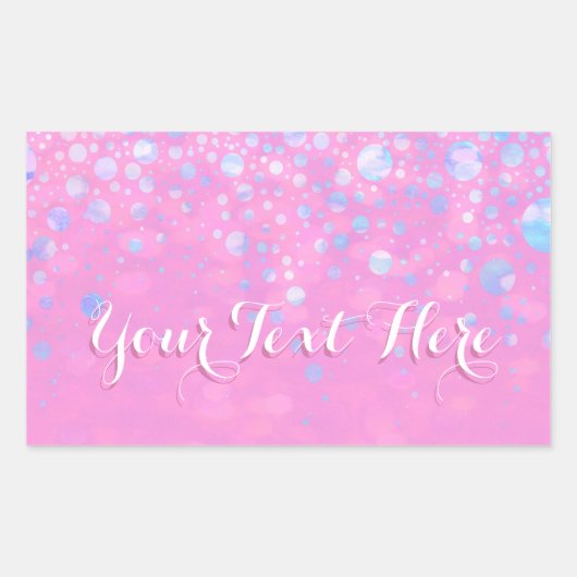Roze Bokeh Glitter Sterren Rechthoekige Sticker (Voorkant)