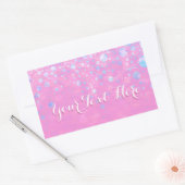 Roze Bokeh Glitter Sterren Rechthoekige Sticker (Envelop)