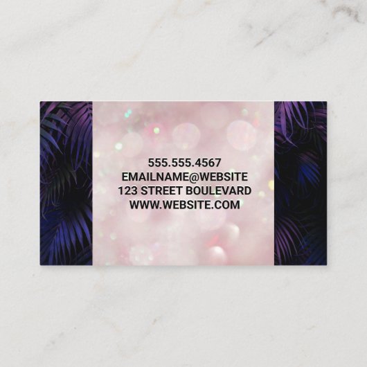 Roze Bokeh-gloed | Palmbomen Visitekaartje (Achterkant)