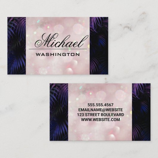 Roze Bokeh-gloed | Palmbomen Visitekaartje (Voorkant / Achterkant)
