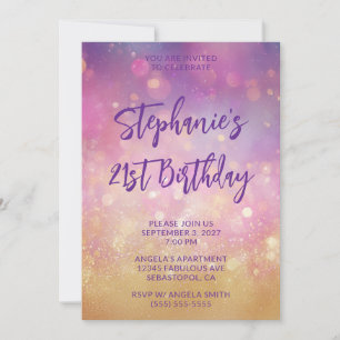 Roze Bokeh Gouden Glitter Glam Mooi 21e Verjaardag Kaart