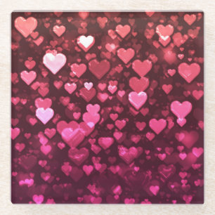 Roze Bokeh Harten Digitale Achtergrond Behang Glazen Onderzetter