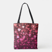 Roze Bokeh Harten Digitale Achtergrond Behang Tote Bag (Achterkant)