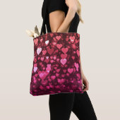 Roze Bokeh Harten Digitale Achtergrond Behang Tote Bag (Dichtbij)