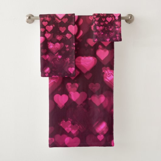 Roze Bokeh Hearts Digital Background Wallpaper Bad Handdoek (Insitu)