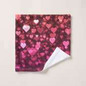 Roze Bokeh Hearts Digital Background Wallpaper Bad Handdoek (Wasdoekje)