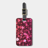 Roze Bokeh Hearts Digital Background Wallpaper Bagagelabel (Voorkant verticaal)